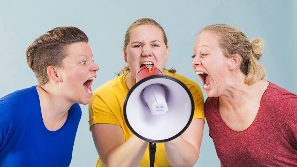 Tre musikere i forestillingen Du og jeg og vi 2-3-4